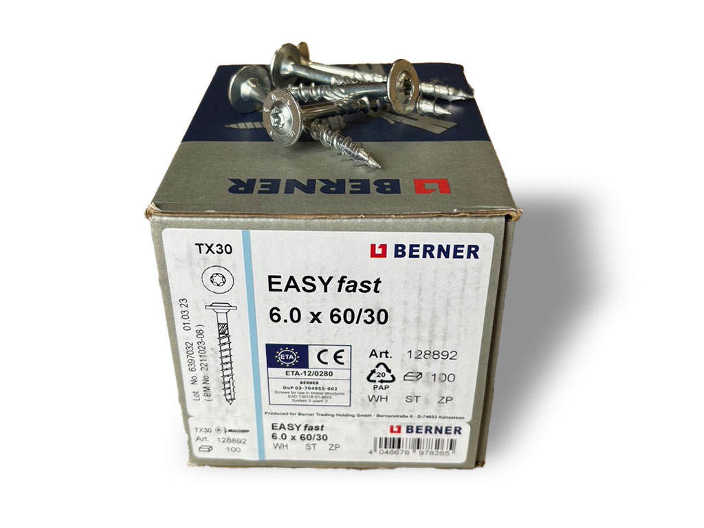 Berner Easy fast tx30 5,0x60 30 skruer 100stk